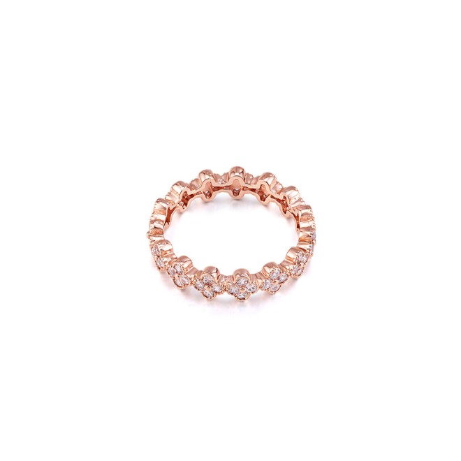 Full-Set Four-Leaf Clover Zirconia Tail Ring