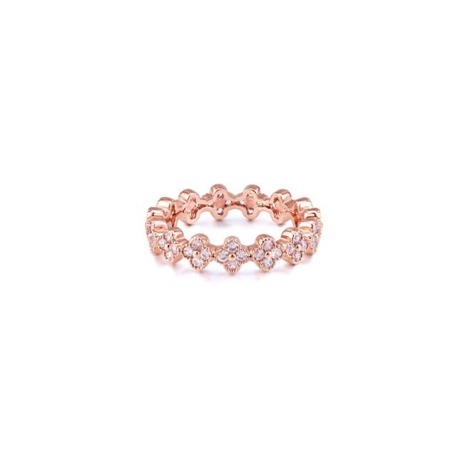 Full-Set Four-Leaf Clover Zirconia Tail Ring