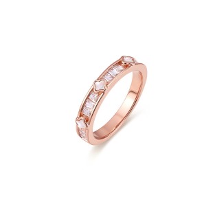 Four-Leaf Clover Row Diamond Simple Ring