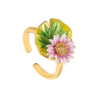 Lotus Leaf Enamel Open Ring
